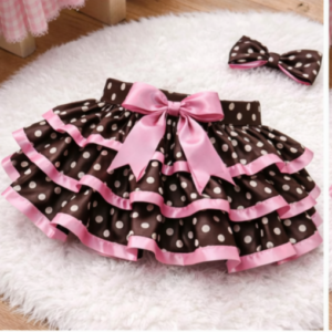 Saia babados em poa para meninas